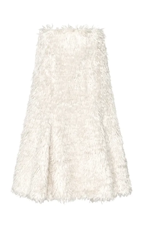 Patterson Midi Skirt in Ivory Silk Fur sold by Gabriela Hearst