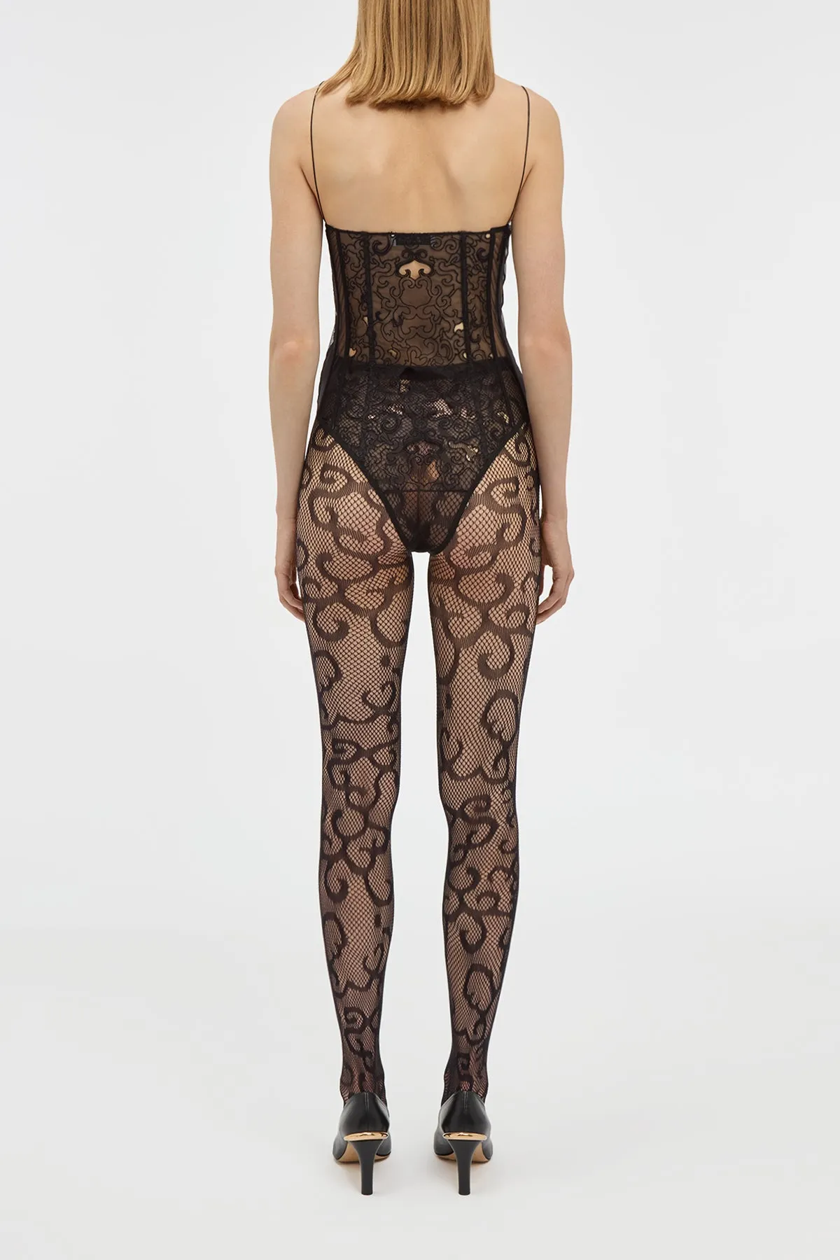 Tyla Tights in Black Recycled Polyester Lace sold by Gabriela Hearst product image thumbnail 4