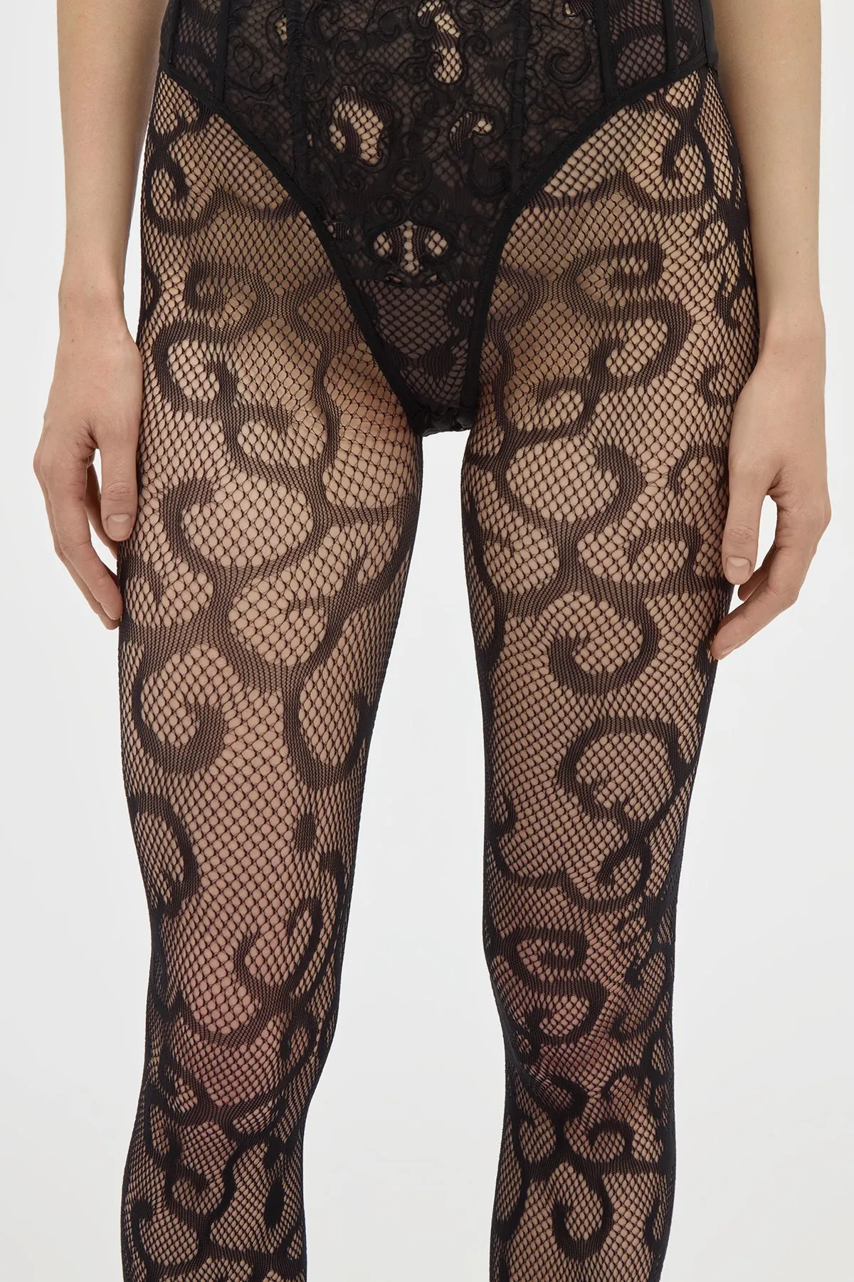 Tyla Tights in Black Recycled Polyester Lace sold by Gabriela Hearst product image thumbnail 5
