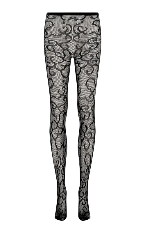 Tyla Tights in Black Recycled Polyester Lace sold by Gabriela Hearst