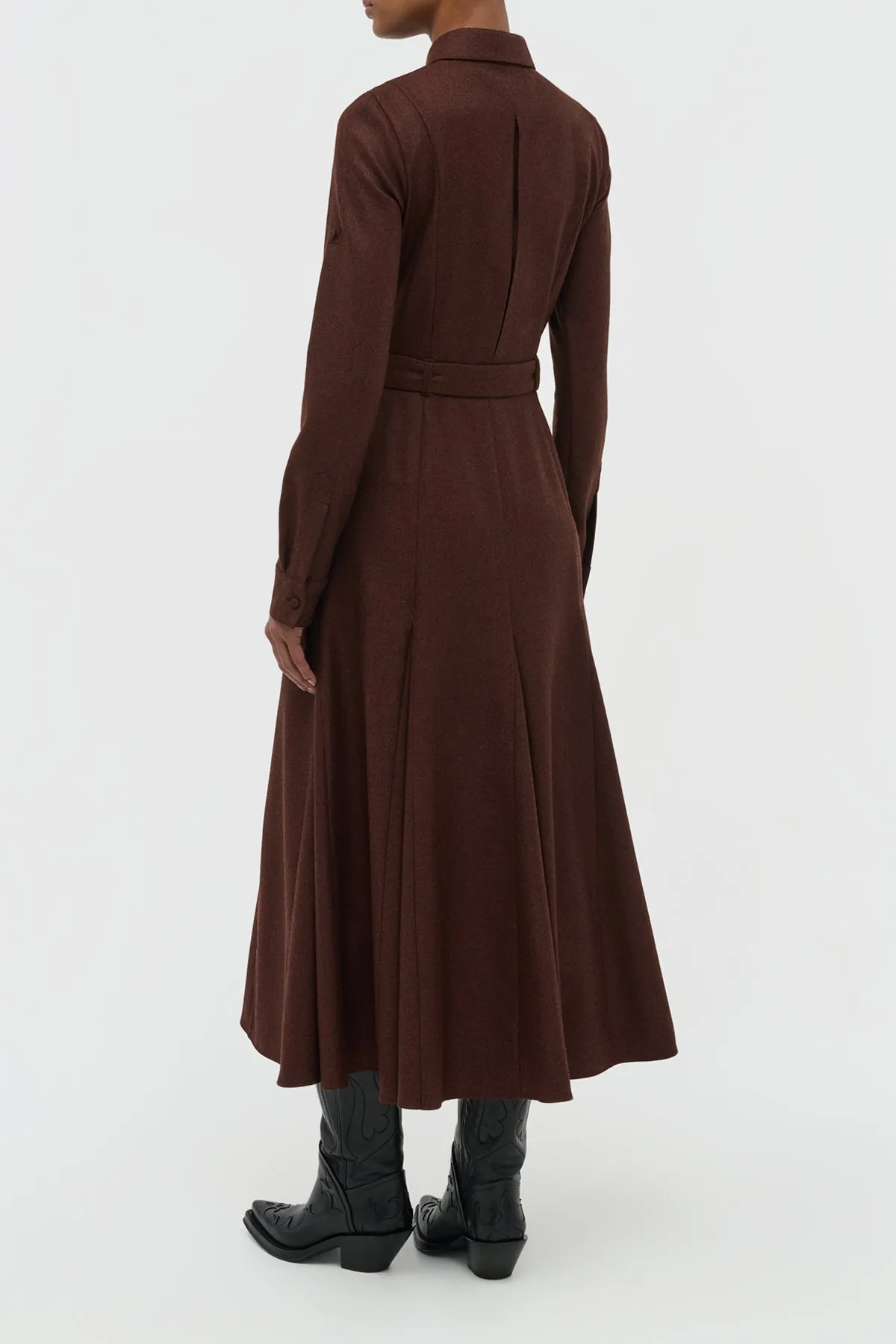 Meyer Pleated Maxi Shirtdress in Burnt Sienna Wool Cashmere Flannel sold by Gabriela Hearst product image thumbnail 4