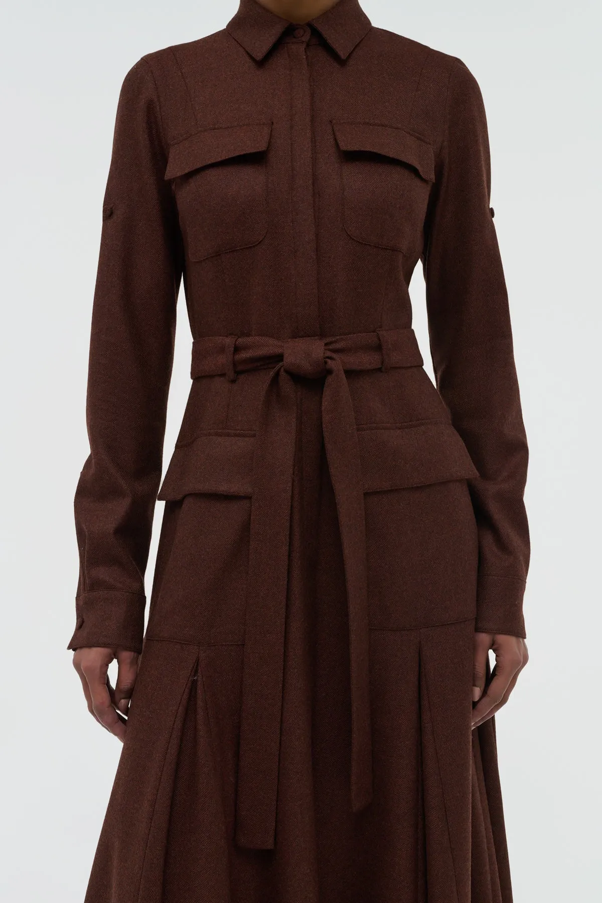 Meyer Pleated Maxi Shirtdress in Burnt Sienna Wool Cashmere Flannel sold by Gabriela Hearst product image thumbnail 5