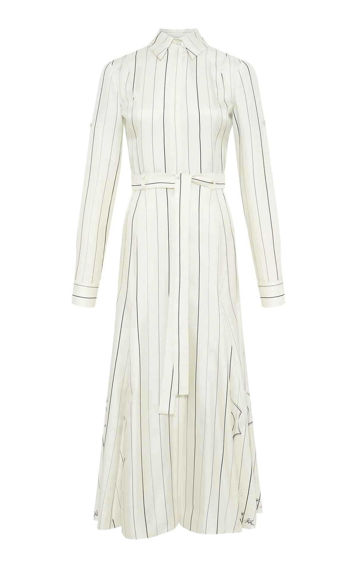 Galway Shirtdress in Ivory Multi Pinstripe Silk Twill sold by Gabriela Hearst