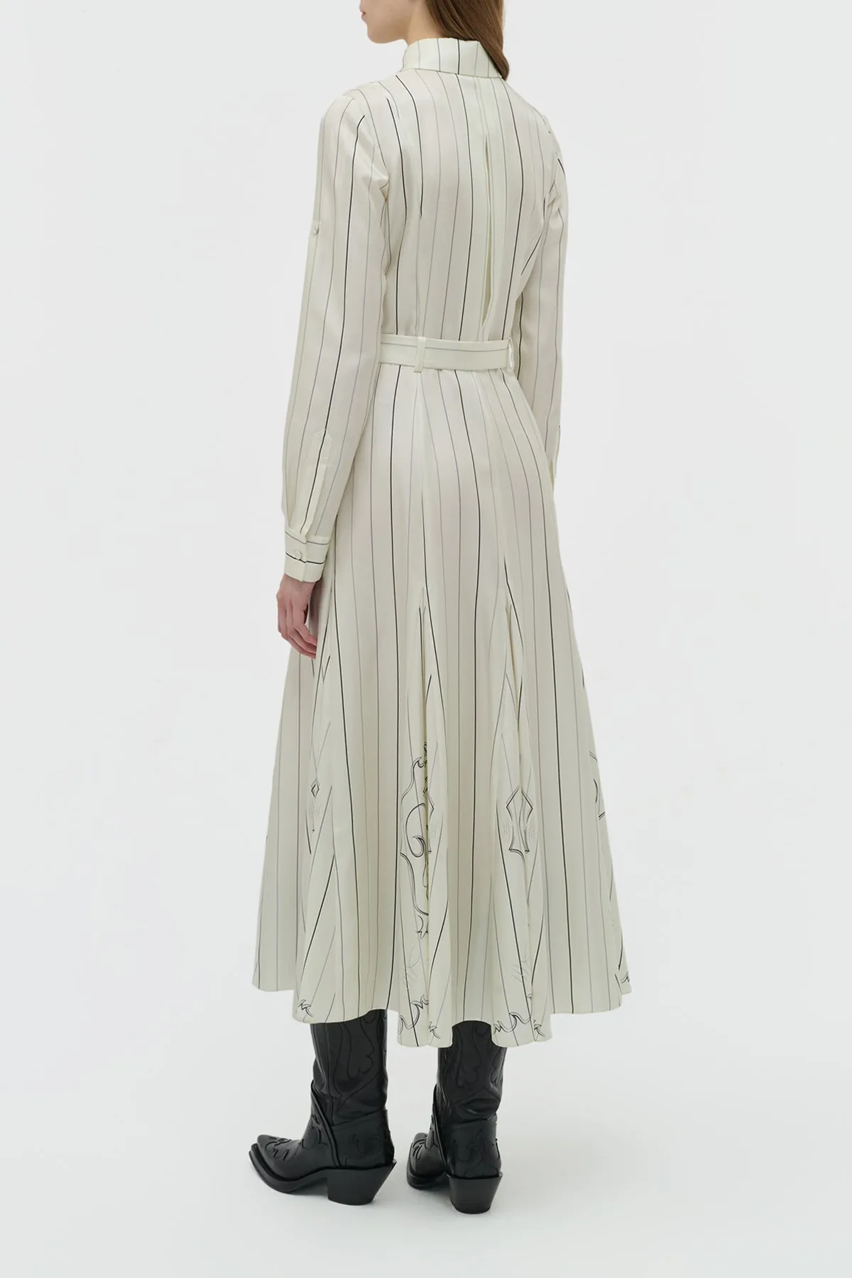 Galway Shirtdress in Ivory Multi Pinstripe Silk Twill sold by Gabriela Hearst product image thumbnail 4