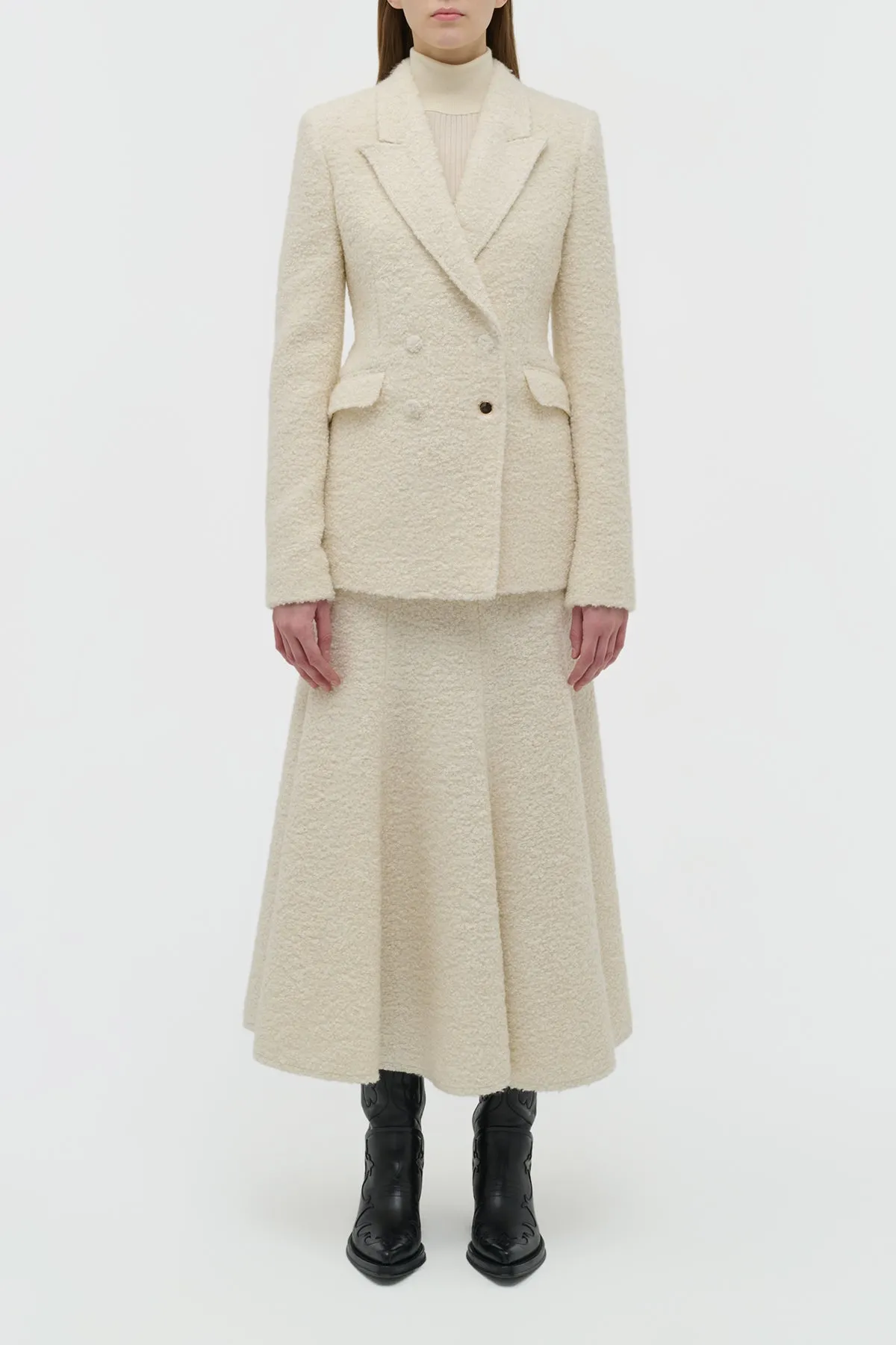 Amy Midi Skirt in Ivory Recycled Cashmere Boucle sold by Gabriela Hearst product image thumbnail 2