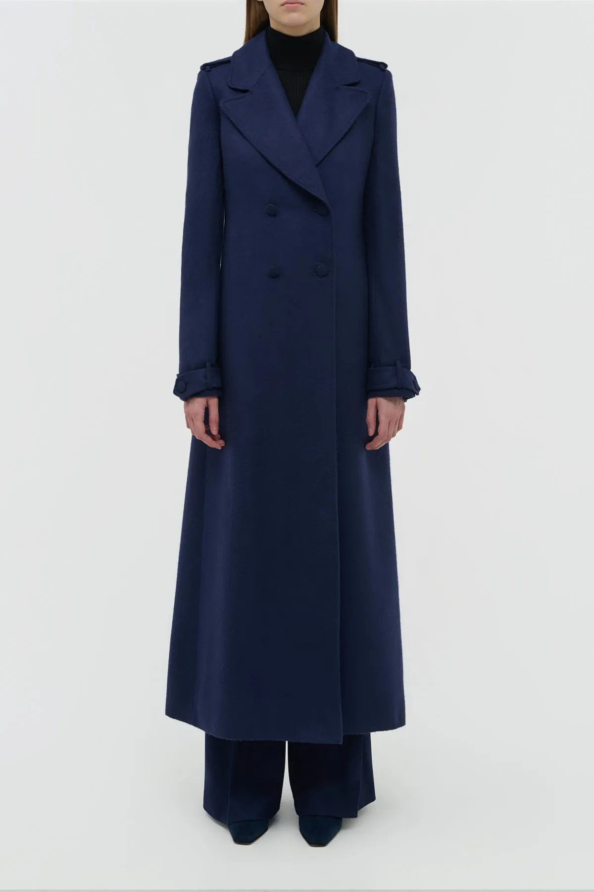 Houstt Trench Coat in Navy Winter Silk sold by Gabriela Hearst product image thumbnail 2
