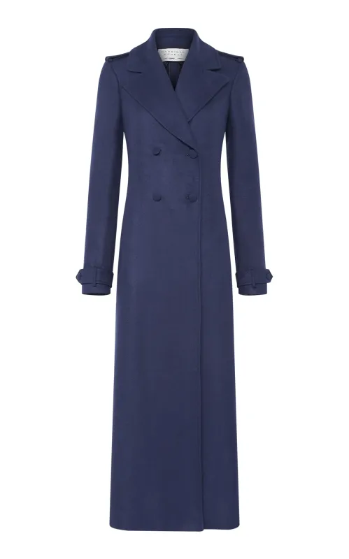 Houstt Trench Coat in Navy Winter Silk sold by Gabriela Hearst
