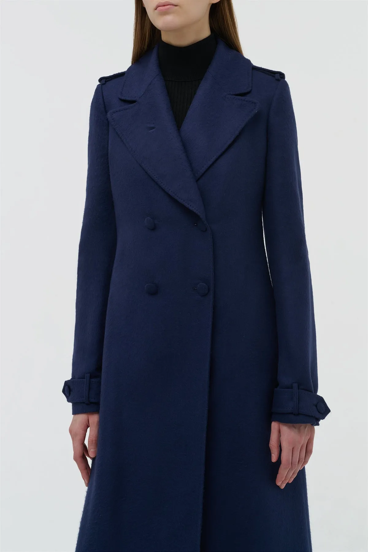 Houstt Trench Coat in Navy Winter Silk sold by Gabriela Hearst product image thumbnail 5