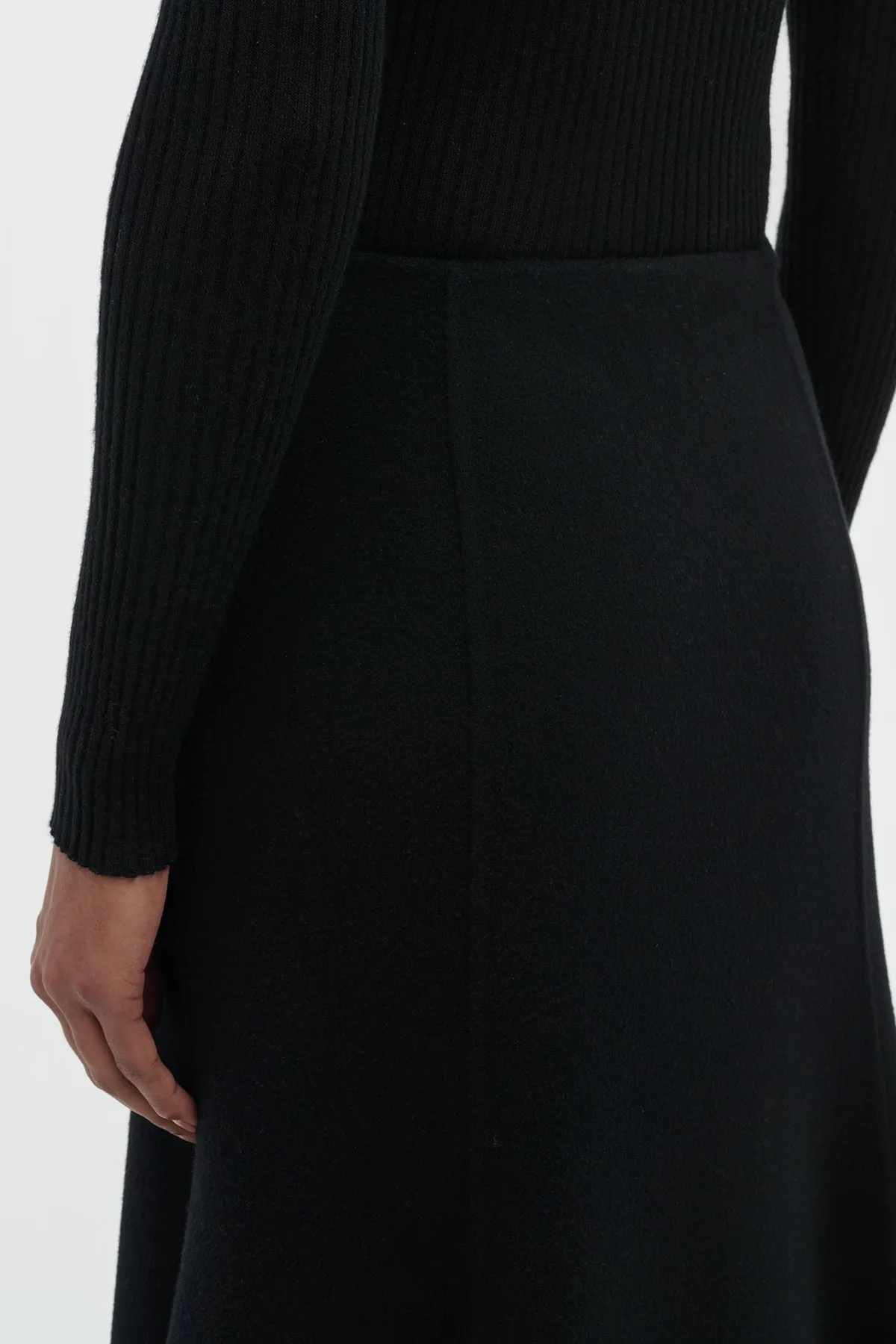 Patterson Midi Skirt in Black Double-face Recycled Cashmere sold by Gabriela Hearst product image thumbnail 4