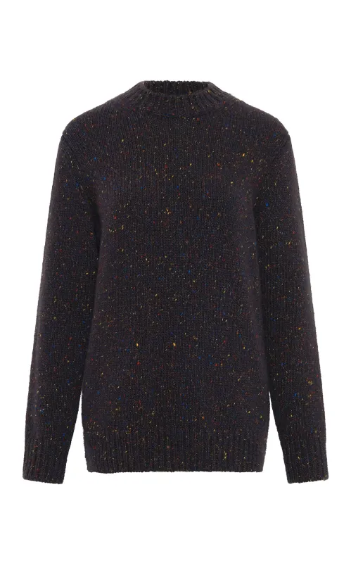Alfie Knit Sweater in Charcoal Multi Speckle Cashmere sold by Gabriela Hearst