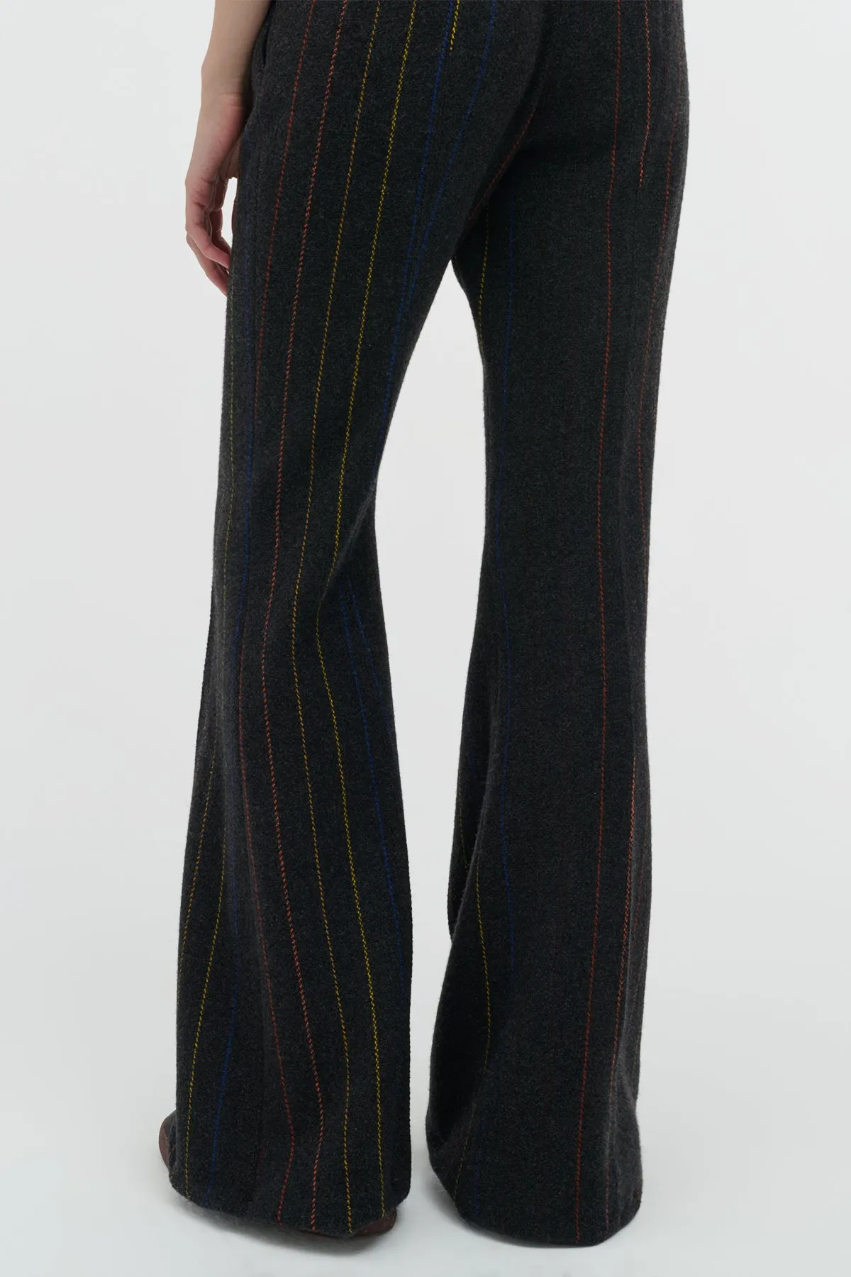 Rhein Flare Pant in Charcoal Multi Pinstripe Wool Cashmere sold by Gabriela Hearst product image thumbnail 5