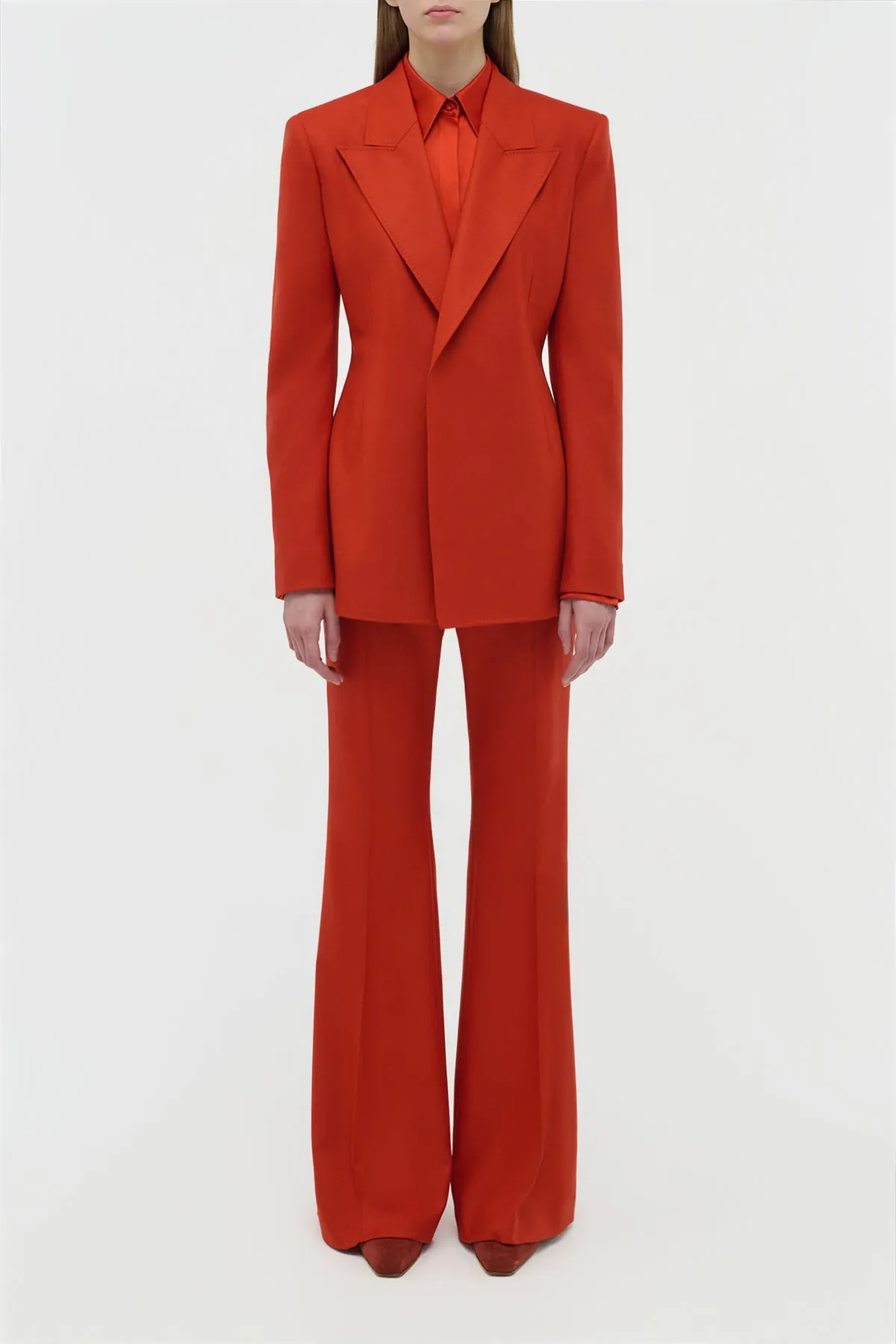 Rhein Flare Pant in Antelope Orange Wool Cashmere Flannel sold by Gabriela Hearst product image thumbnail 2