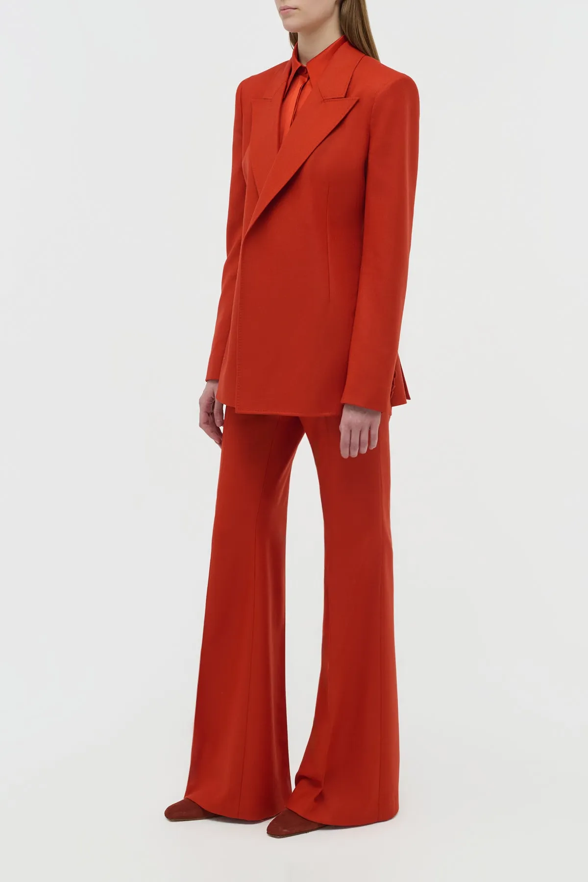 Rhein Flare Pant in Antelope Orange Wool Cashmere Flannel sold by Gabriela Hearst product image thumbnail 3