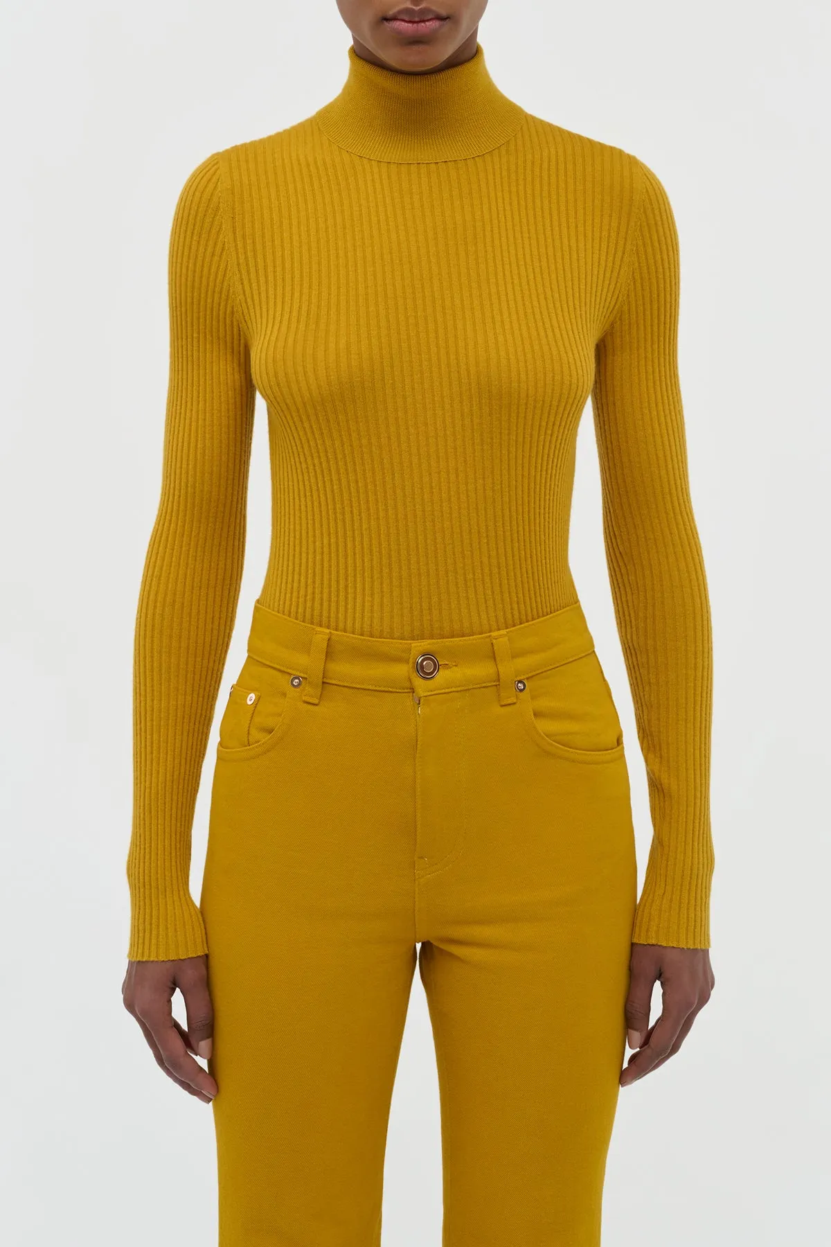 Peppe Knit Turtleneck in Golden Birch Cashmere Silk sold by Gabriela Hearst product image thumbnail 2