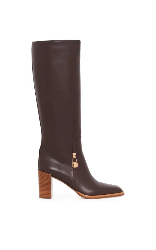 Nina Clasp Tall Boot in Dark Chocolate Leather sold by Gabriela Hearst