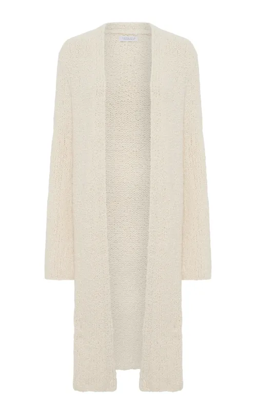 Uxia Knit Cardigan in Ivory Cashmere Boucle sold by Gabriela Hearst