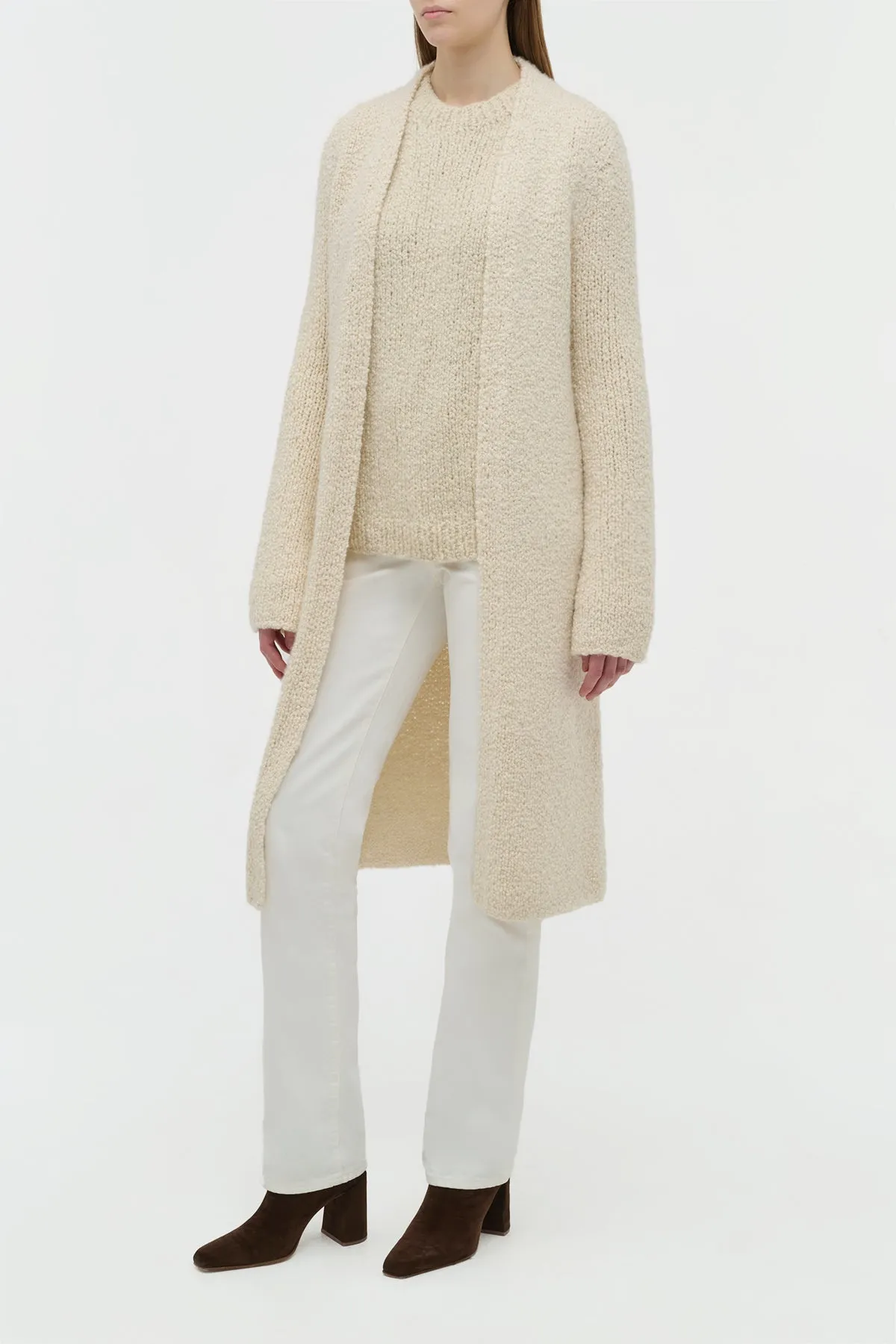 Uxia Knit Cardigan in Ivory Cashmere Boucle sold by Gabriela Hearst product image thumbnail 3