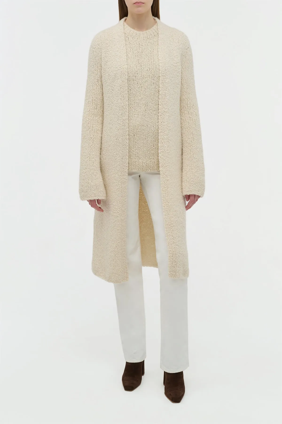 Uxia Knit Cardigan in Ivory Cashmere Boucle sold by Gabriela Hearst product image thumbnail 2
