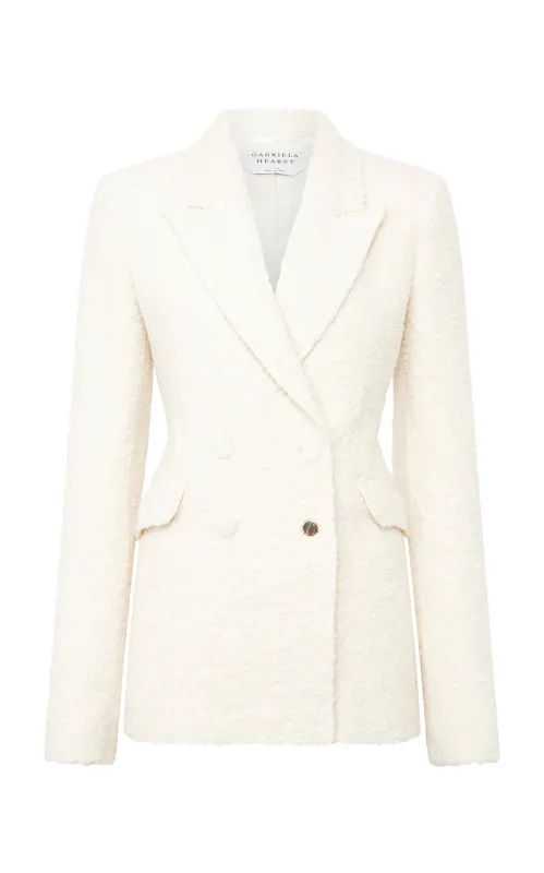 Stephanie Blazer in Ivory Recycled Cashmere Boucle sold by Gabriela Hearst
