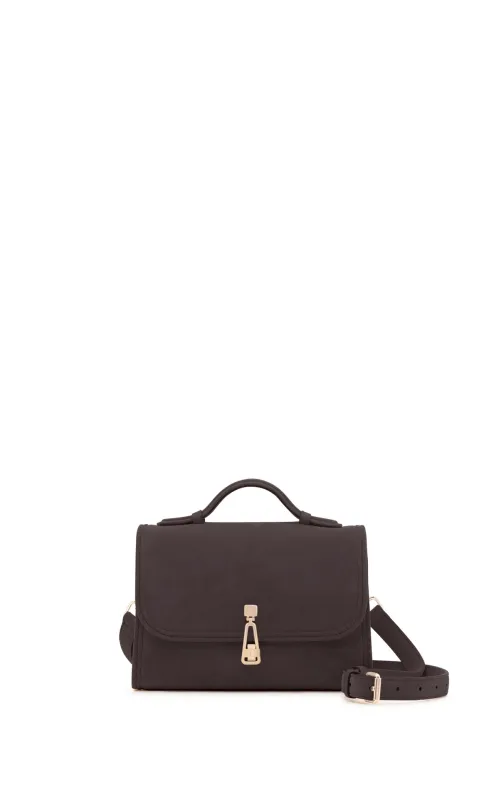 Small Leonora Flap Bag in Dark Brown Suede sold by Gabriela Hearst
