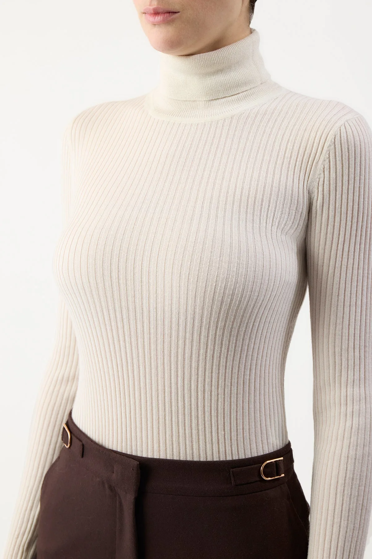 Peppe Knit Turtleneck in Ivory Cashmere Silk sold by Gabriela Hearst product image thumbnail 5