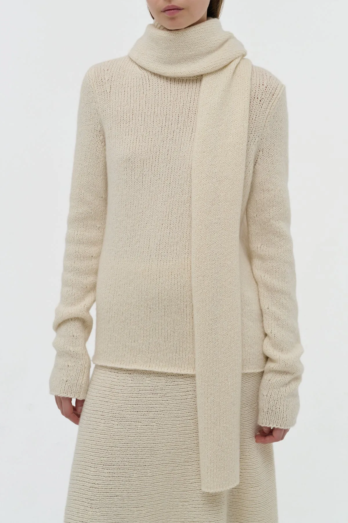 Tulsi Knit Scarf in Ivory Cashmere sold by Gabriela Hearst product image thumbnail 2