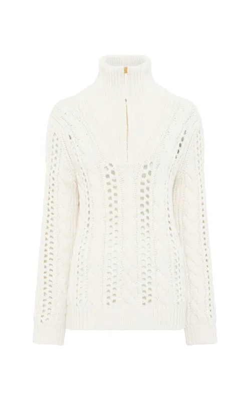Idris Knit Mock Funnel Neck in Ivory Cashmere sold by Gabriela Hearst
