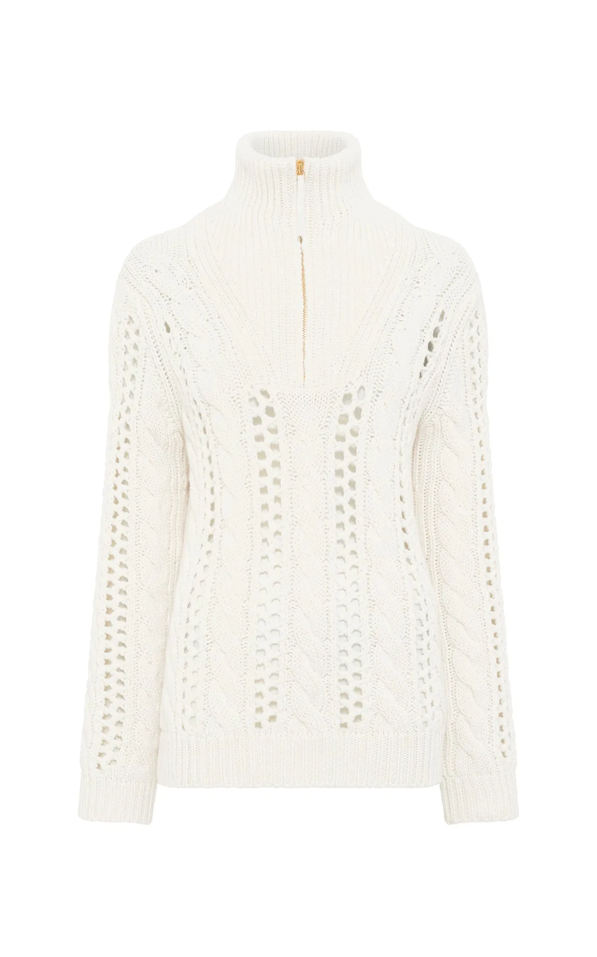 Idris Knit Mock Funnel Neck in Ivory Cashmere sold by Gabriela Hearst