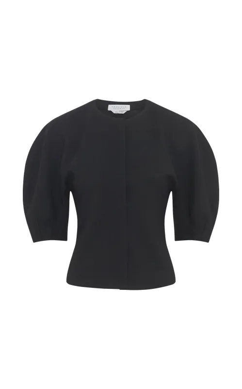 Waverly Top in Black Recycled Wool sold by Gabriela Hearst