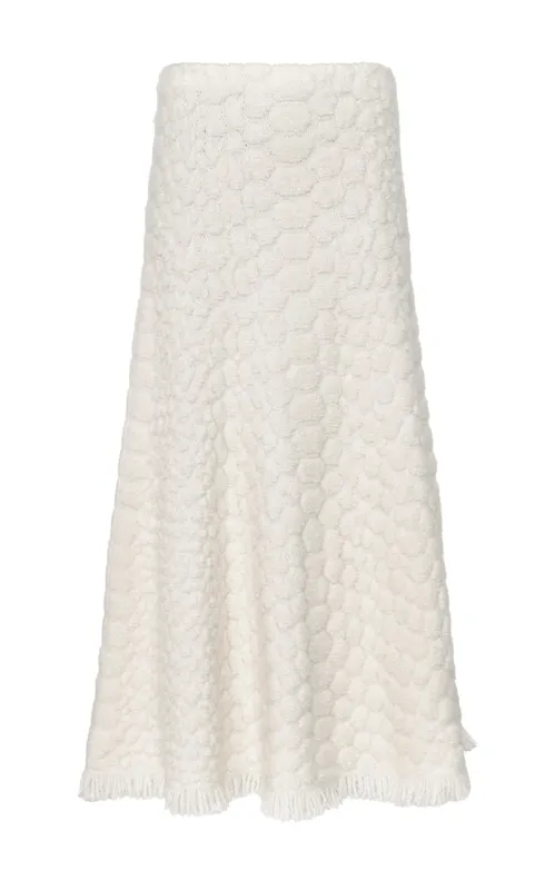 Kanta Fringe Knit Midi Skirt in Ivory Cashmere sold by Gabriela Hearst