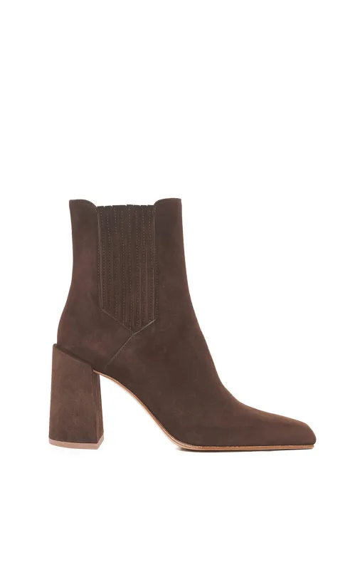 Luke High Heel Ankle Boot in Chocolate Suede sold by Gabriela Hearst