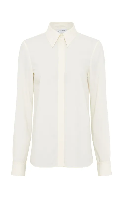 Cruz Shirt in Ivory Cashmere sold by Gabriela Hearst