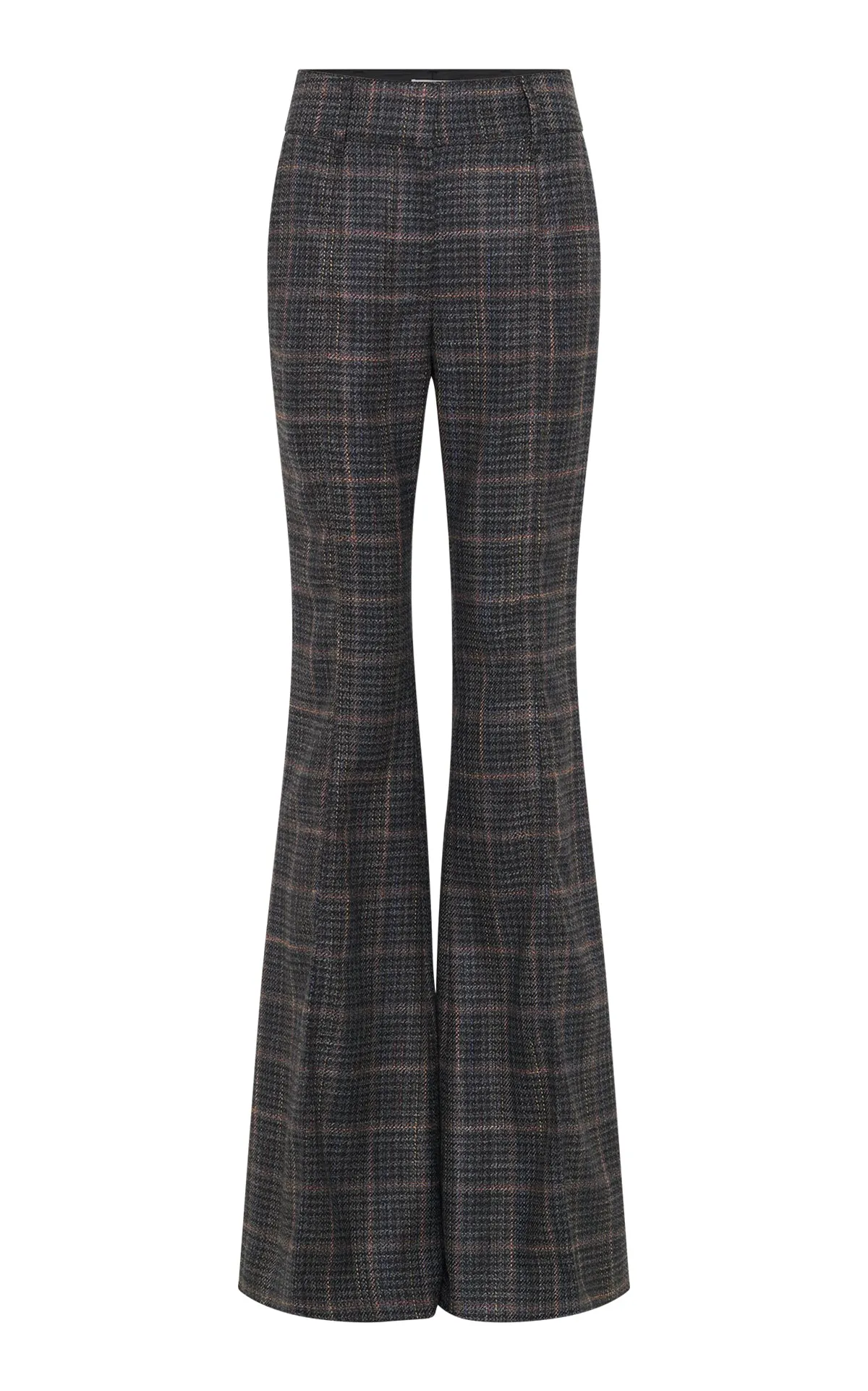 Rhein Flare Pant in Charcoal Multi Wool Silk Clubcheck Plaid sold by Gabriela Hearst