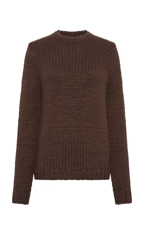 Poros Knit Sweater in Chocolate Cashmere sold by Gabriela Hearst