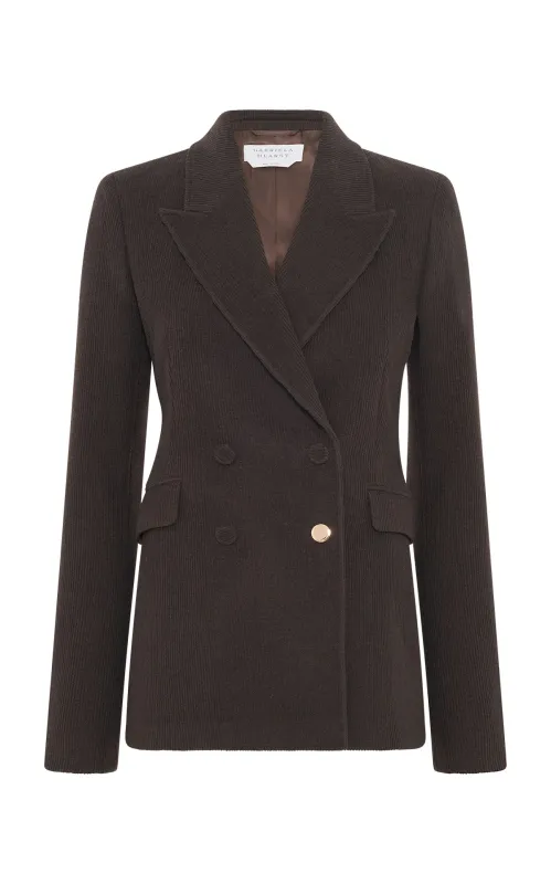 Stephanie Blazer in Chocolate Fine Cashmere Corduroy sold by Gabriela Hearst