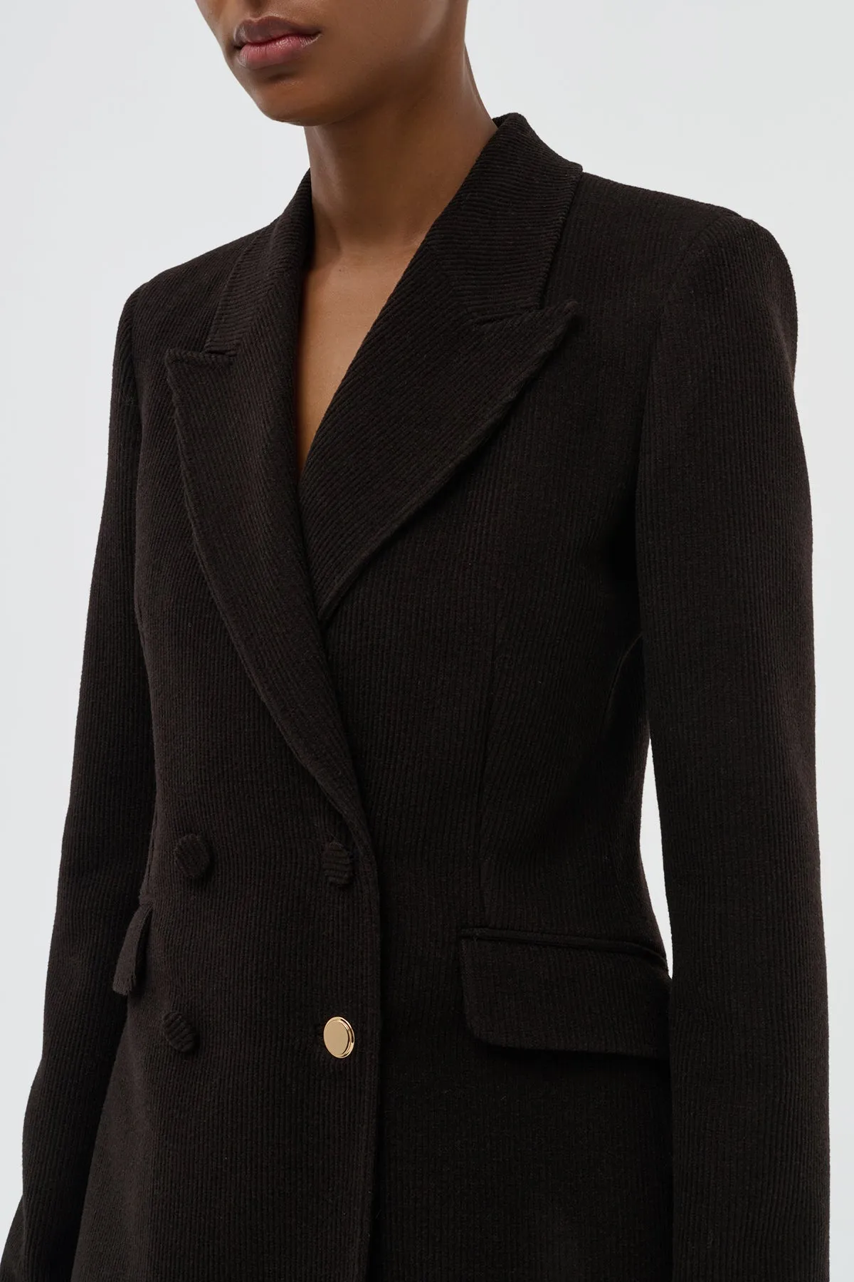 Stephanie Blazer in Chocolate Fine Cashmere Corduroy sold by Gabriela Hearst product image thumbnail 5