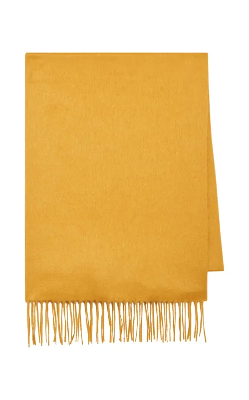 Blaine Fringe Scarf in Golden Birch Brushed Silk Cashmere made by Gabriela Hearst