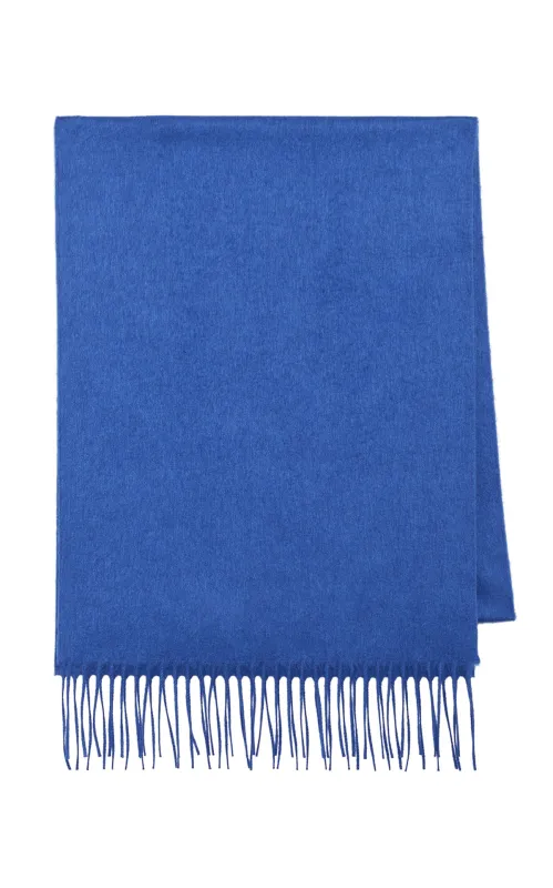 Blaine Fringe Scarf in Cobalt Brushed Silk Cashmere sold by Gabriela Hearst
