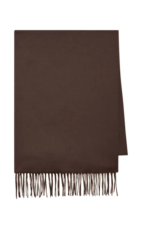 Blaine Fringe Scarf in Chocolate Brushed Silk Cashmere sold by Gabriela Hearst