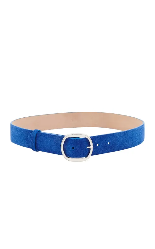 Elster Buckle Belt in Cobalt Suede sold by Gabriela Hearst
