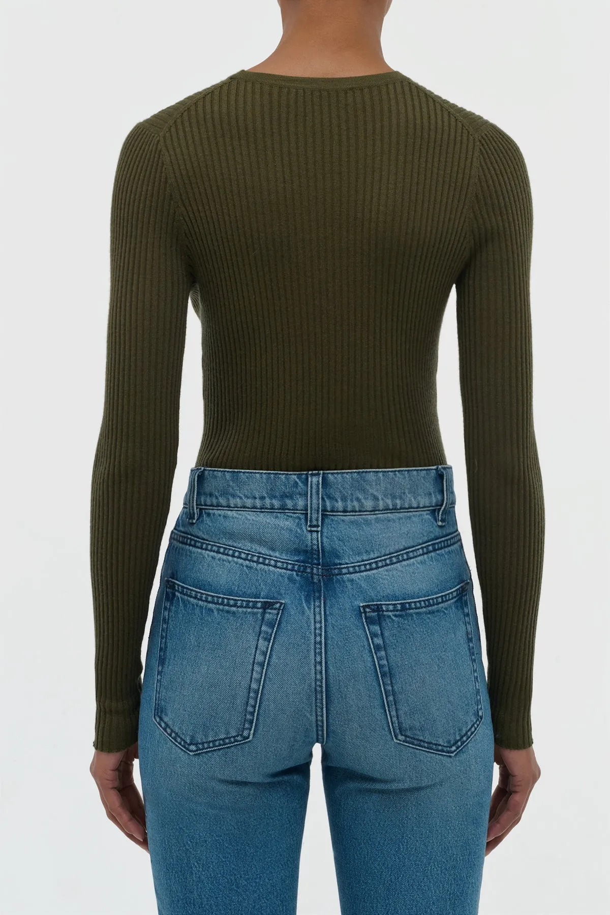 Browning Knit Sweater in Olive Cashmere Silk sold by Gabriela Hearst product image thumbnail 3