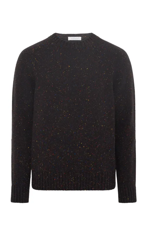 Daniel Knit Sweater in Charcoal Multi Speckle Cashmere sold by Gabriela Hearst