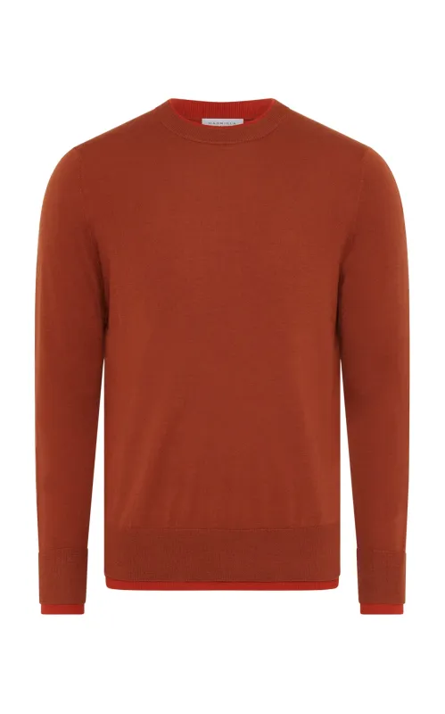 Wells Knit Sweater in Rust & Antelope Orange Cashmere Silk sold by Gabriela Hearst
