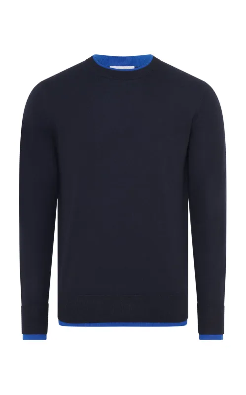 Wells Knit Sweater in Navy & Cobalt Cashmere Silk sold by Gabriela Hearst