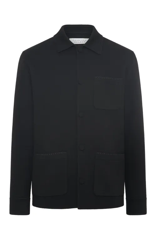Ulu Chore Jacket in Black Double-face Recycled Cashmere sold by Gabriela Hearst