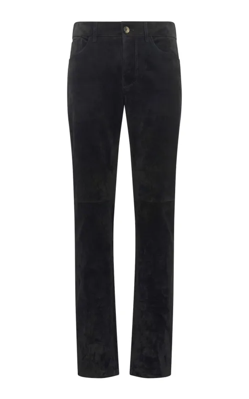 Anthony Five Pocket Pant in Black Suede sold by Gabriela Hearst