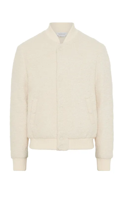 Brandon Bomber in Ivory Recycled Cashmere Boucle sold by Gabriela Hearst