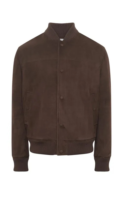 Greg Bomber in Chocolate Suede sold by Gabriela Hearst