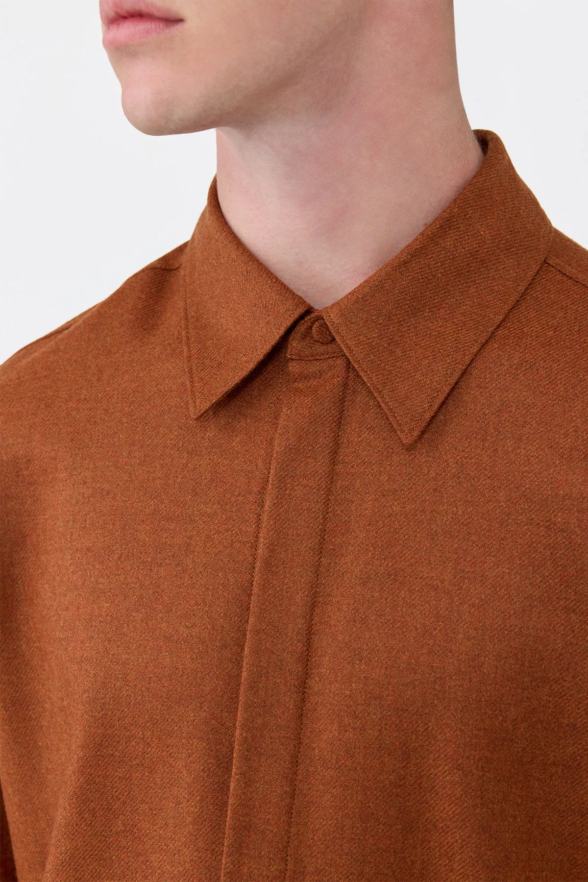Abbe Shirt in Rust Wool Cashmere Flannel sold by Gabriela Hearst product image thumbnail 5