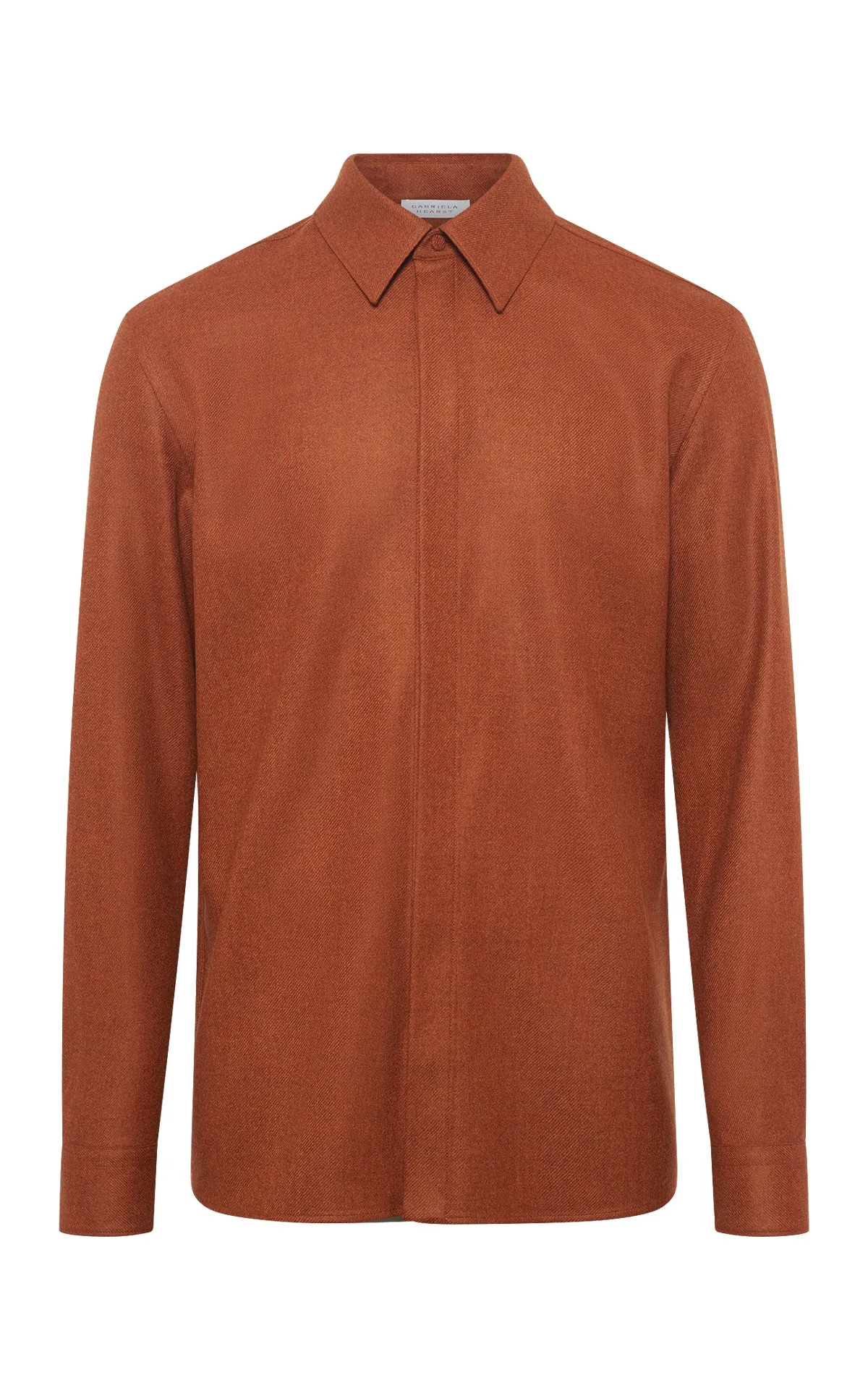 Abbe Shirt in Rust Wool Cashmere Flannel sold by Gabriela Hearst
